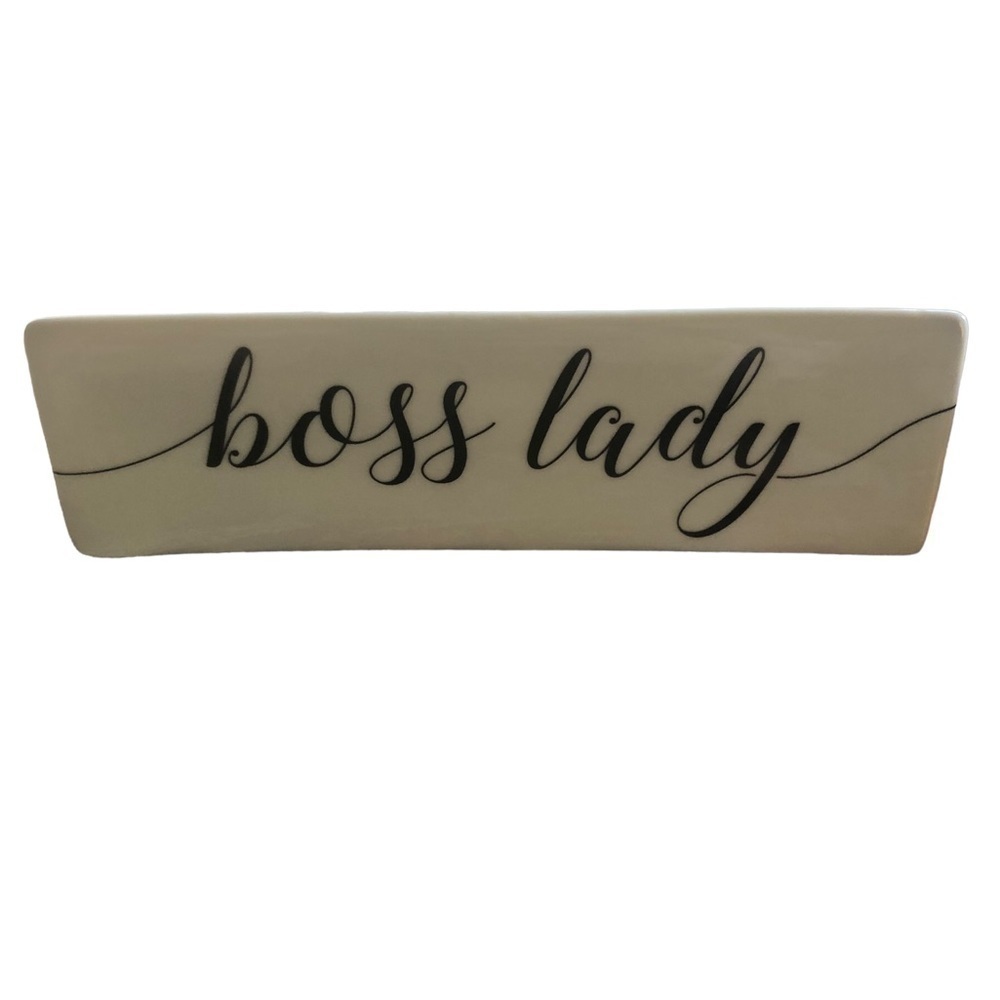 Boss Lady Double Sided Paperweight Black on White Office Envy 7.05X1.8X1.54